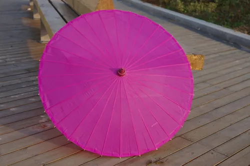 Miniatura 3 de Parasol de tela de bambú liso, ideal para recuerdos de fiesta de boda (fucsia)