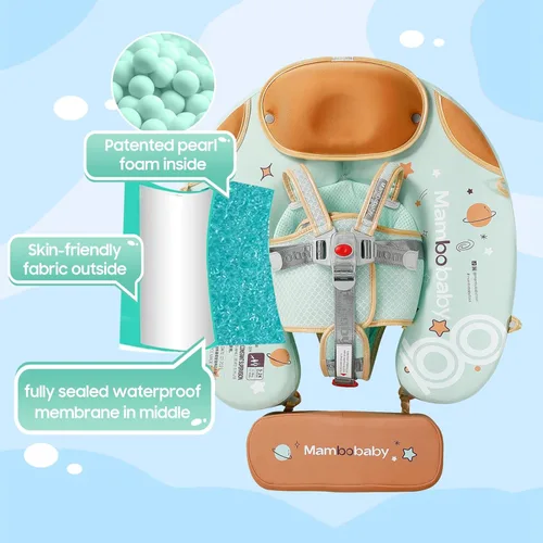 Miniatura 2 de Mambobaby - Flotador de piscina para bebé no inflable con cola y toldo, protección solar UPF 50+, sin volteo, flotador de natación para bebé