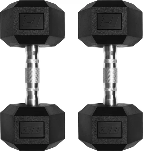 Miniatura 25 de RitFit Juego de mancuernas hexagonales revestidas de PVC de 5 a 650 libras con estante opcional para gimnasio en casa, peso de mano con mango