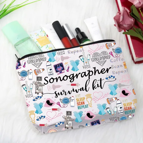 Miniatura 5 de GJTIM Kit de supervivencia para ecografista, regalo para radiólogo, bolsa de maquillaje con cremallera para ultrasonido, bolsa de maquillaje