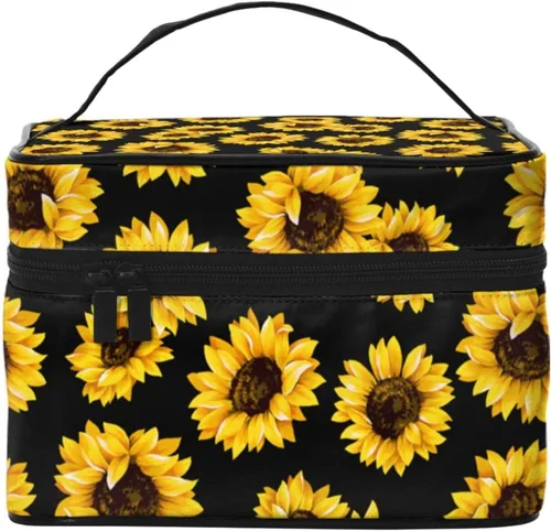 Miniatura 4 de Bolsa de maquillaje con asa, estuche de cosméticos con cremallera, bolsa de aseo portátil de viaje para mujeres y niñas, duradera, 1 Foto