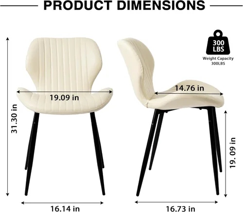 Miniatura 2 de CangLong Juego de 2 sillas de comedor, sillas de comedor de piel sintética con cómodo asiento y respaldo copetudos, modernas sillas Kicthen sin Beige