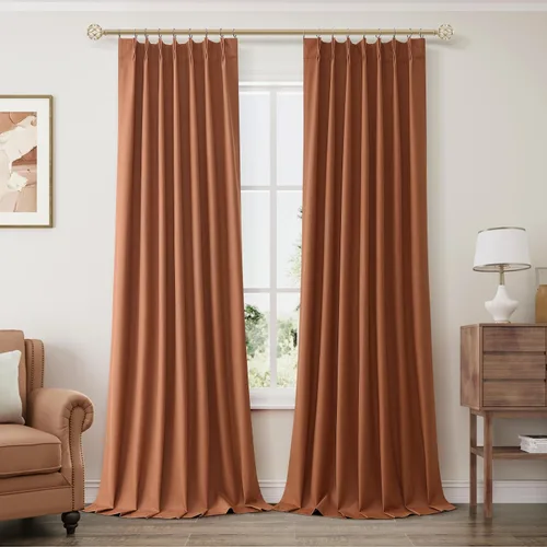 Miniatura 18 de Joywell Cortinas plisadas de lino 100 % opacas de 84 pulgadas de largo, cortinas con pestañas traseras para oscurecer la habitación con ganchos