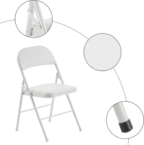 Miniatura 6 de Ochine Paquete de 4 sillas plegables de PVC acolchadas de metal, sillas plegables de metal para interiores y exteriores, portátil, apilable, asiento