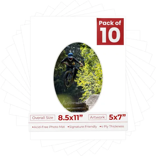 Miniatura 39 de Tapete de 8.5 x 11 pulgadas con corte biselado para fotos de 5 x 7 pulgadas, diseño ovalado, color azul bebé, sin ácidos, mate para proteger tus