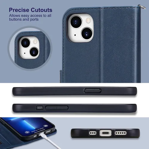 Miniatura 9 de ULAK Funda tipo cartera compatible con iPhone 13 para hombres, funda protectora con tapa de piel PU premium y función de caballete con tarjetero