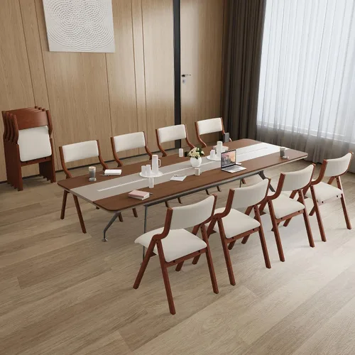 Miniatura 4 de Ball & Cast Juego de 2 sillas plegables tapizadas con respaldo ergonómico y marco de madera maciza, para comedor y oficina, eventos en interiores