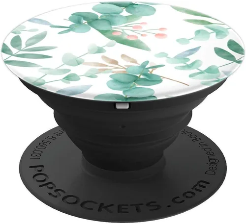Miniatura 4 de Hojas de ramas florales de acuarela de eucalipto con flor verde PopSockets intercambiables PopGrip
