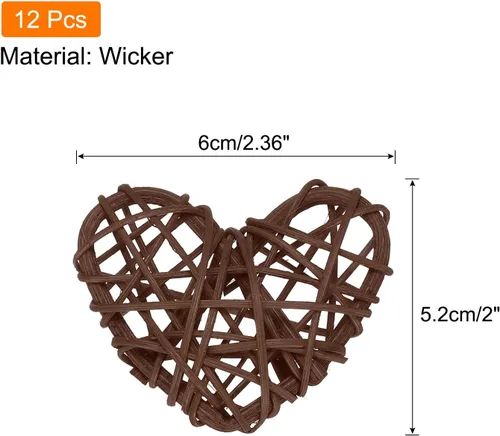 Miniatura 2 de MECCANIXITY 12 piezas de jarrón de ratán en forma de corazón de ratán natural para decoración del día de San Valentín, boda, decoración del hogar