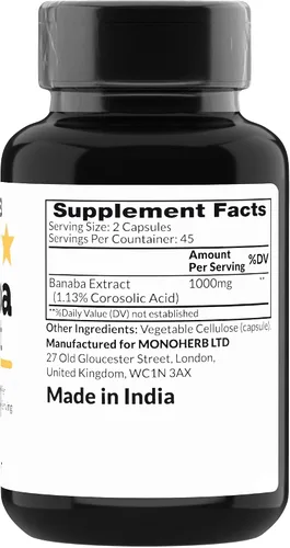 Miniatura 2 de MONOHERB Extracto de Banaba 1000 mg - 90 Cápsulas Vegetarianas - 2% Ácido Corosólico