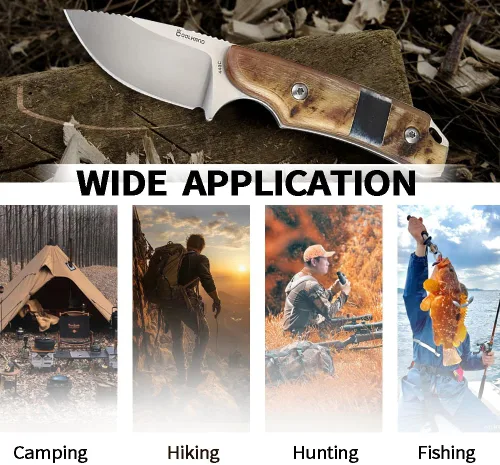 Miniatura 7 de Cool Hand Cuchillo de 5.98 pulgadas con funda de cuero, cuchillo de transporte horizontal compacto de espiga completa, funda de lazo de cinturón