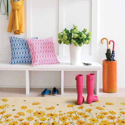 Miniatura 6 de Juego de 2 alfombras y tapetes de cocina de granja de primavera y verano, diseño floral de Hello Sunshine, antideslizante, lavable