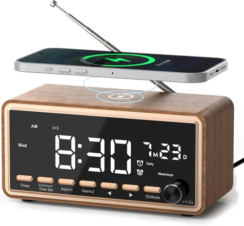 Radio despertador digital para dormitorios, radio FM y máquina de sonido de ruido blanco con temporizador, altavoz Bluetooth, reloj despertador dual