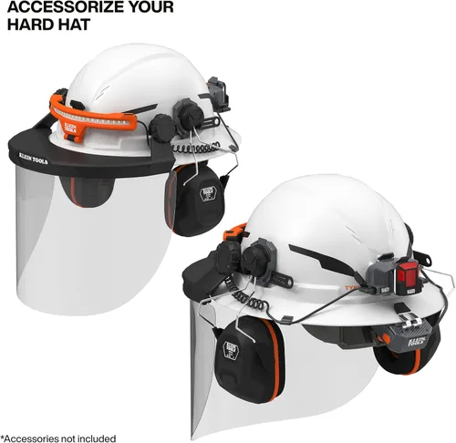 Miniatura 7 de Klein Tools 60400T2 - Casco duro tipo 2, ala completa sin ventilación, clase E, suspensión de 6 puntos con soportes para accesorios y acolchado