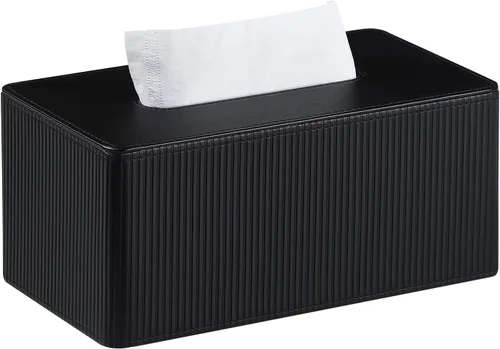Miniatura 8 de Funda de caja de pañuelos de cuero sintético PU rectangular con cierre magnético, soporte de caja de pañuelos moderno para mesitas de noche de baño