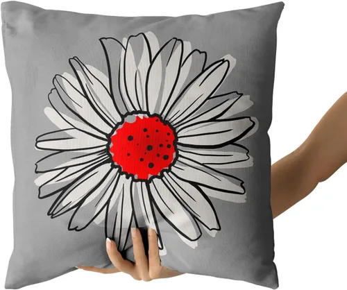 Miniatura 3 de Fundas de almohada de margaritas rojas de 18 x 18 pulgadas, fundas de almohada florales modernas y abstractas de flores, juego de 2 fundas