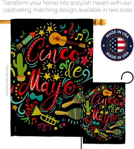 Miniatura 4 de Bandera de jardín de El Fiesta Cinco de Mayo – Fiesta de Verano Cactus Pinata Sombrero Mexicano al aire libre – Cartel de decoración de la casa
