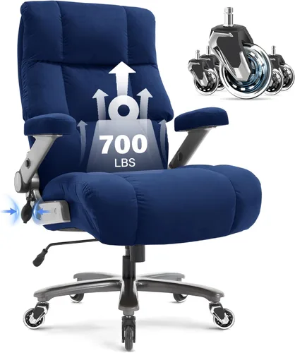 Silla de oficina grande y alta, 700 libras, silla de escritorio ejecutiva con soporte lumbar ajustable, brazos abatibles 3D, ruedas silenciosas