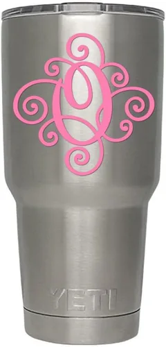 Miniatura 14 de Monogram - Calcomanía troquelada/vinilo adhesivo. Haga clic para opciones de color/letra. Disponible en cuatro colores y todas las letras de la A