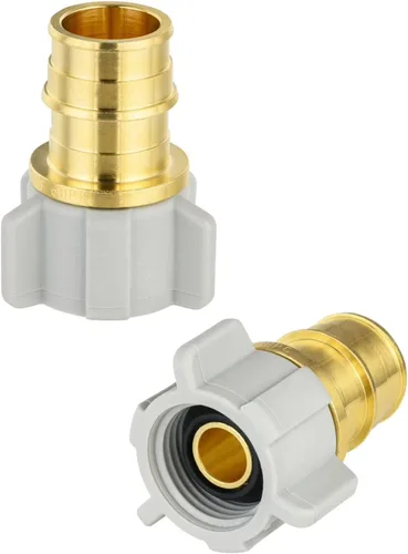 Miniatura 10 de Paquete de 2 accesorios de latón EFIELD Pex-A de expansión de flujo completo de 1/2 pulgada Pex X 1/2 pulgada NPT hembra codo giratorio, ASTM F1960