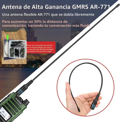 Miniatura 3 de BAOFENG Radio GMRS Portátil de Largo Alcance GM-15 Pro 8W Walkie Talkie con Auricular, Receptor de Clima NOAA, Repetidor GMRS Recargable, Radio