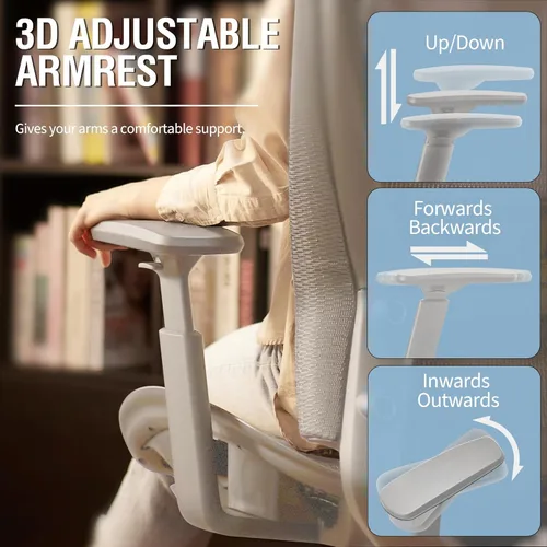 Miniatura 6 de ELABEST T96 - Silla de oficina de malla, silla de escritorio ergonómica para computadora, silla de tarea resistente - Soporte lumbar y reposabrazos