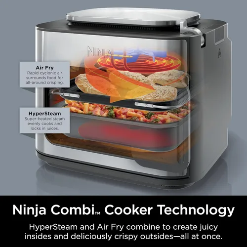 Miniatura 3 de Ninja Combi Multicocina, horno y freidora de aire, comidas completas en 15 minutos, funciones 14 en 1, cocina combinada + freír al aire, hornear