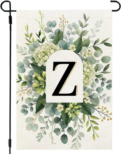Miniatura 28 de CROWNED BEAUTY Bandera de jardín con monograma, letra inicial A de 12 x 18 pulgadas, doble cara para Outsdie, pequeña flor de primavera, apellido