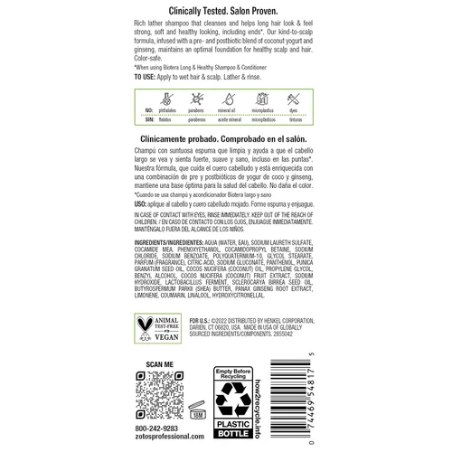 Miniatura 8 de Biotera Long & Healthy Strengthening Shampoo Strengthens Long, Growing Hair Microbiome Friendly Vegan & Animal Test Free Paraben Free