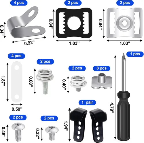 Miniatura 6 de Football Helmet Repair Kit, Hockey Helmet Replacement Parts, Visor J Clips Rubber Gasket Screw Nuts with 1 Pcs Srewdriver, Chin Strap Adapter for
