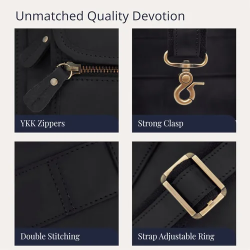 Miniatura 4 de Luxorro Maletín de cuero de grano completo para hombre, opción preferida de regalos para hombres, bolso de cuero artesanal para laptop con múltiples