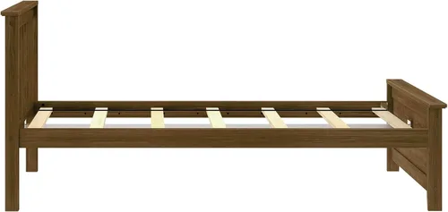 Miniatura 6 de Plank+Beam Estructura de cama individual de madera maciza, cama plataforma con cabecero, color nogal