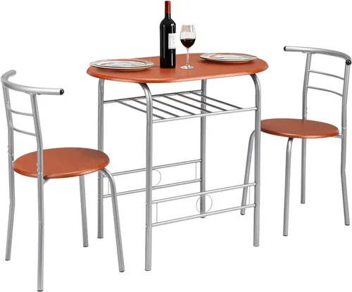 Miniatura 16 de VINGLI Juego de comedor de 3 piezas, juego de mesa de cocina pequeña para 2, juego de mesa de desayuno, mesa de madera de cocina con 2 sillas