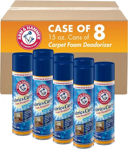 Desodorizante profesional de espuma para telas y alfombras, aerosol, aroma fresco, 15 onzas líquidas (caja de 8)