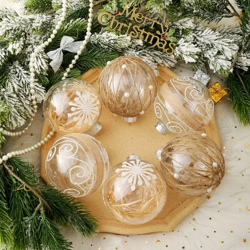 Miniatura 3 de XmasExp Juego de adornos de bolas de Navidad, decoraciones navideñas inastillables, 6 unidades, adornos colgantes de plástico grandes, 3.93