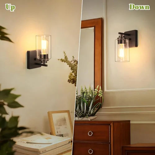 Miniatura 4 de VerRon Juego de 2 apliques de pared para baño, lámparas modernas de tocador, faroles de montaje de bronce cepillado al óleo, luces de pared