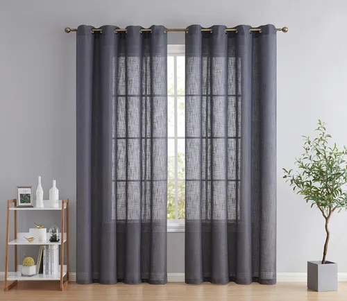 Miniatura 30 de HLC.ME - Cortinas de lino sintético con textura semitransparentes que mantienen la privacidad y filtran la luz, con ojales, cortas y de tela delgada