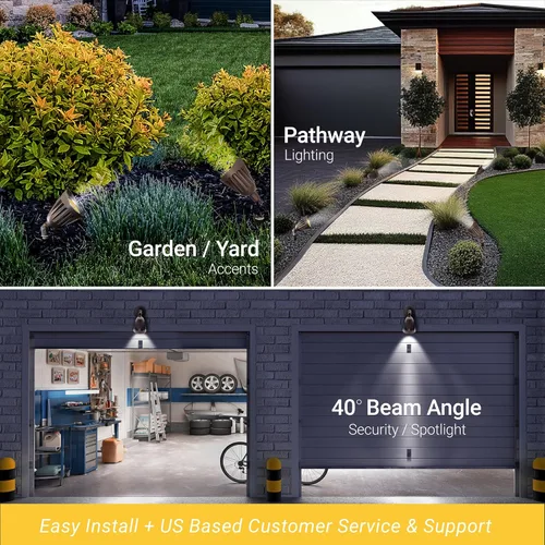 Miniatura 3 de NUWATT Luces de Foco Bullet de 25W para Exteriores, Luz LED de Paisaje Exterior, 3500 LM Iluminación Exterior Brillante para Patio, 30K/40K/50K