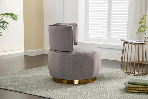 Miniatura 2 de NewCosmos Sillas giratorias de 360 grados para sofá, sillones redondos con tapizado ancho, silla de tela de terciopelo esponjoso para sala de estar