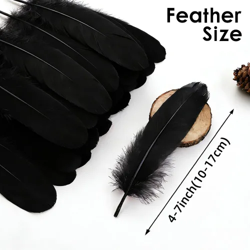 Miniatura 3 de 200 plumas de ganso negras para manualidades, de 5 a 7 pulgadas, plumas a granel de colores para manualidades, atrapasueños, alas de cosplay