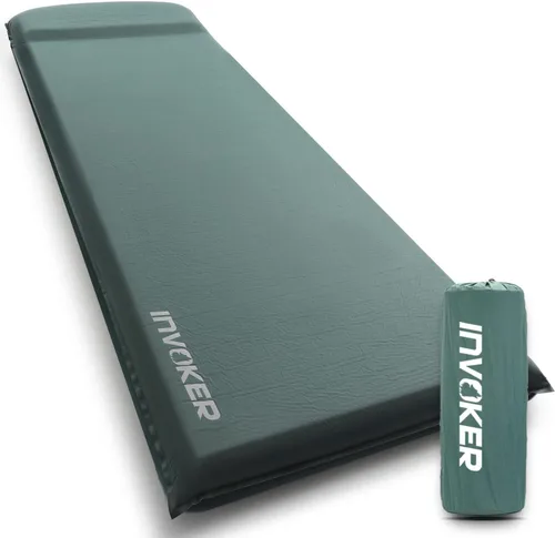INVOKER Colchoneta de dormir autoinflable de 3.15 pulgadas, espuma elástica ultra gruesa, inflado rápido, 4 estaciones, aislamiento duradero,