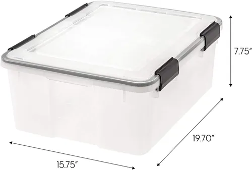 Miniatura 3 de IRIS USA WEATHERPRO - Caja de almacenamiento de plástico con tapa duradera y sello y hebillas de cierre seguro, color negro