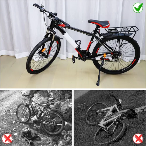 Miniatura 9 de Cyfie Soporte de bicicleta para bicicleta de adulto, soporte de bicicleta lateral trasero ajustable, adecuado para bicicletas de montaña de 24 a 29