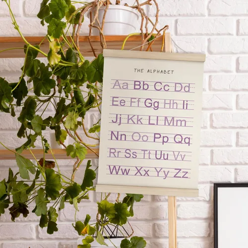 Miniatura 3 de HRQKO Juego de Marco para Póster de Alfabeto y Números, Decoración de Pared para Niñas, Arte de Pared Boho ABC con Marcos de Madera, Bandera