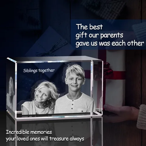 Miniatura 8 de Foto de cristal 3D, regalo personalizado de Navidad, regalos personalizados para esposa, mujeres, él, ella, papá y mamá. Regalos de imagen