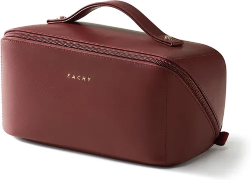 Miniatura 53 de EACHY Bolsa de Maquillaje de Viaje, Bolsas de Cosméticos de Gran Capacidad para Mujeres, Bolsa Portátil Impermeable que se Abre Plana, Bolsa de Aseo