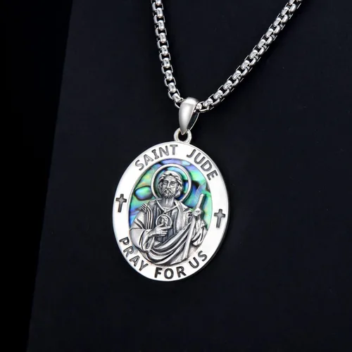 Miniatura 103 de CEKAMA - Collar de plata de ley 925 con dije de amuleto para hombres y mujeres, con cadena de 0.098 in, 22 pulgadas + 2 pulgadas