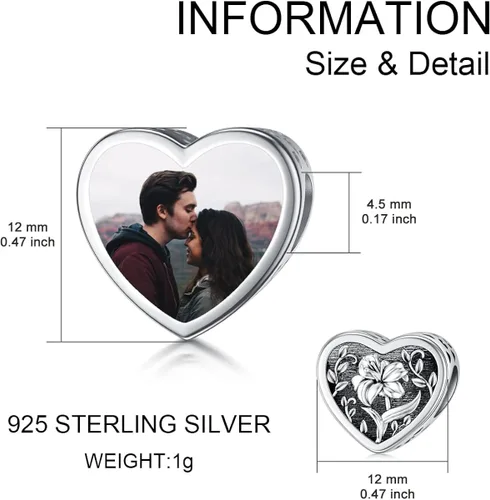 Miniatura 6 de PEIMKO Dije personalizado de plata de ley con diseño de corazón de flor de nacimiento y corazón de flor de nacimiento, pulsera de serpiente, regalo