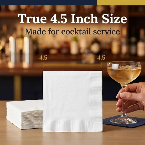 Miniatura 4 de Servilletas desechables blancas para bebidas – 1000 servilletas de cóctel, servilletas de papel absorbentes, a granel para fiestas, bares, catering