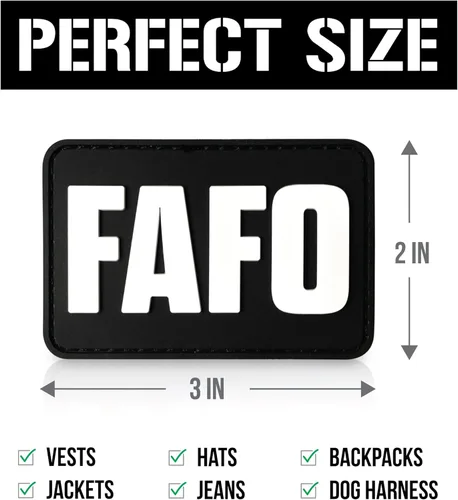 Miniatura 7 de FAFO Parche de PVC – Fuck Around and Find Out Parches divertidos para arnés de perro, chaleco Parches militares para mochilas, casco, gancho